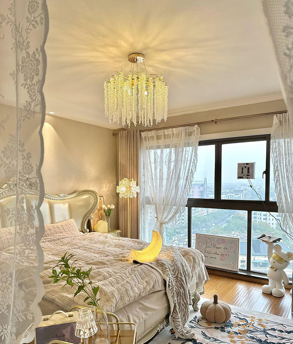 Lustra Lux Lampadario Elegante con Rami di Cristallo Oro