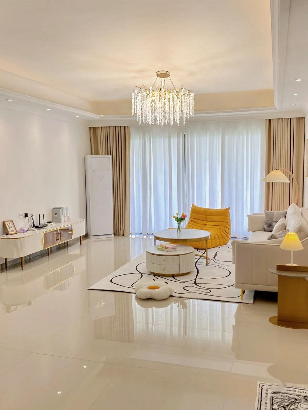 Lustra Lux Lampadario Elegante con Rami di Cristallo Oro