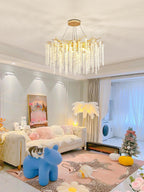 Lustra Lux Lampadario Elegante con Rami di Cristallo Oro