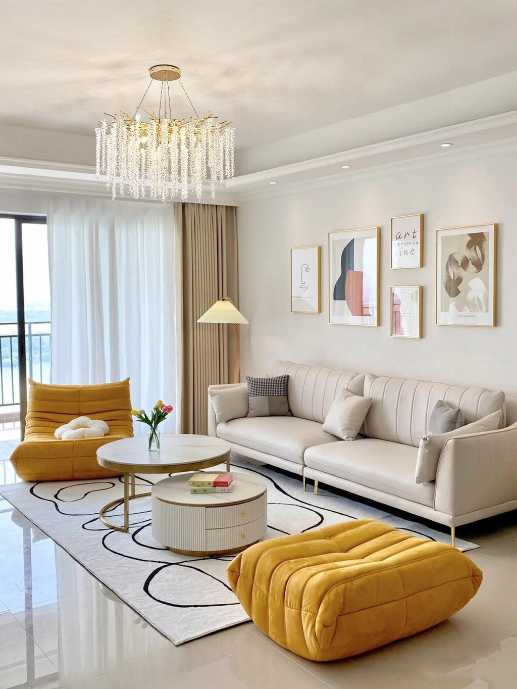 Lustra Lux Lampadario Elegante con Rami di Cristallo Oro