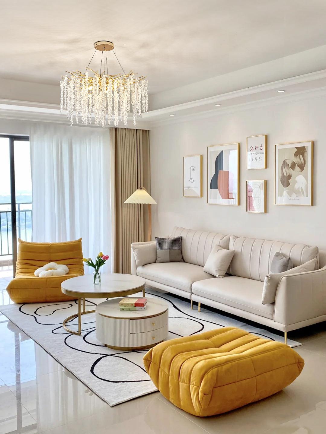Lustra Lux Lampadario Elegante con Rami di Cristallo Oro