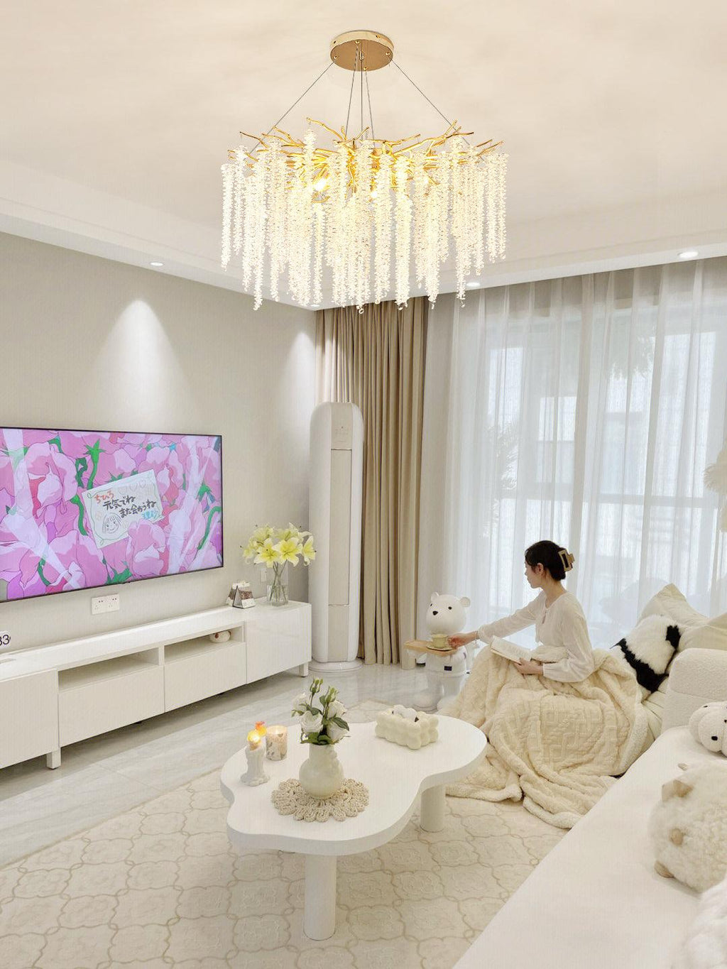 Lustra Lux Lampadario Elegante con Rami di Cristallo Oro