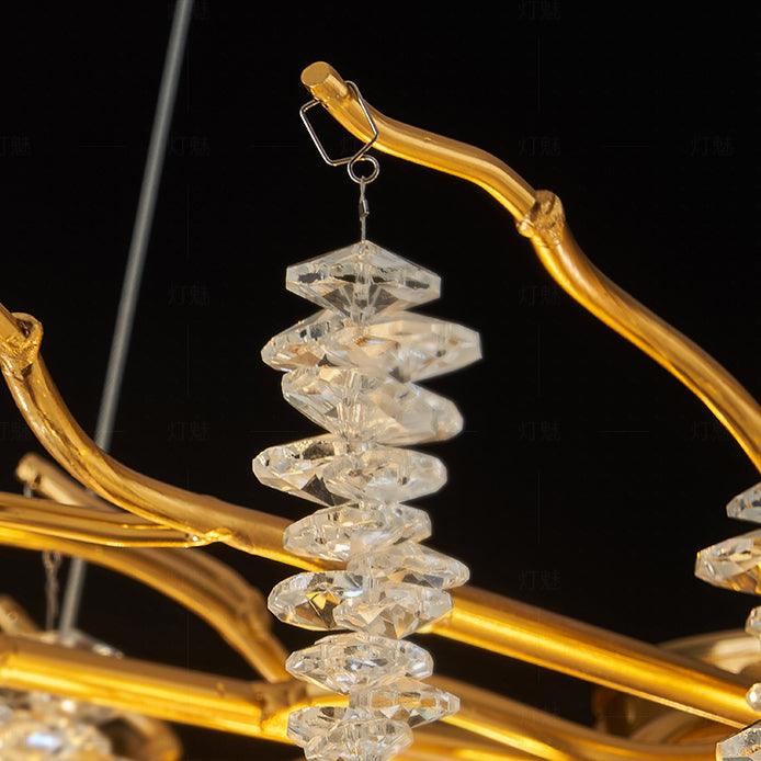 Lustra Lux Lampadario Elegante con Rami di Cristallo Oro