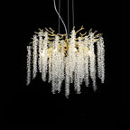 Lustra Lux Lampadario Elegante con Rami di Cristallo Oro