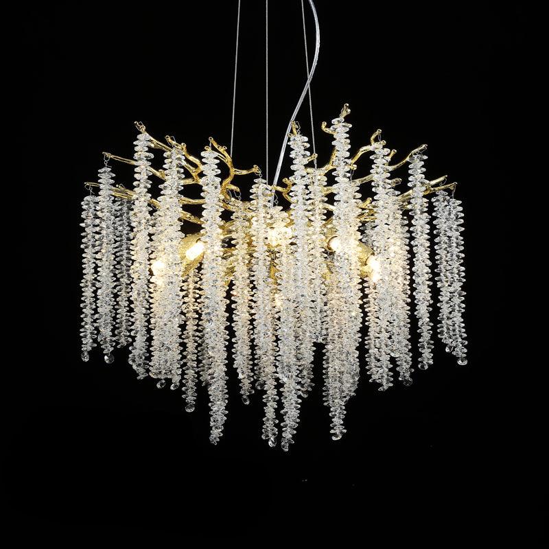 Lustra Lux Lampadario Elegante con Rami di Cristallo Oro