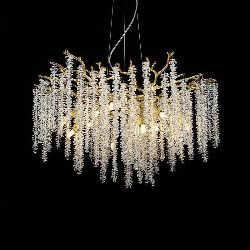 Lustra Lux Lampadario Elegante con Rami di Cristallo Oro
