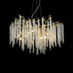 Lustra Lux Lampadario Elegante con Rami di Cristallo Oro