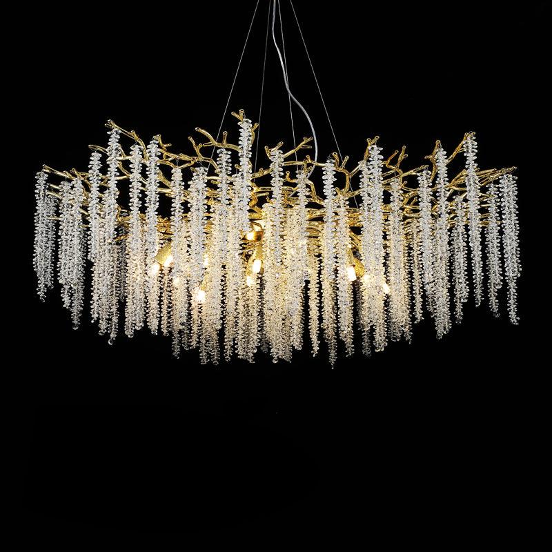 Lustra Lux Lampadario Elegante con Rami di Cristallo Oro