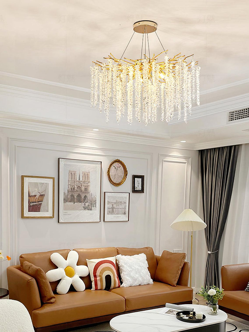 Lustra Lux Lampadario Elegante con Rami di Cristallo Oro