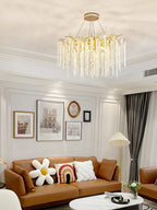 Lustra Lux Lampadario Elegante con Rami di Cristallo Oro