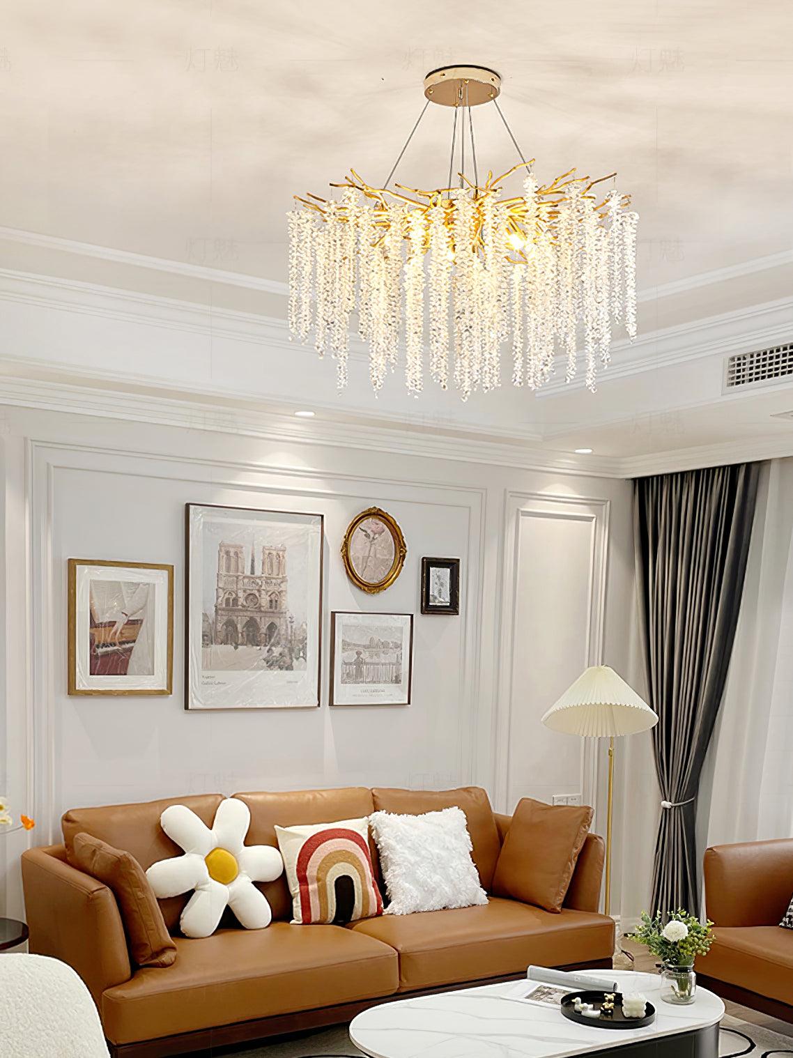 Lustra Lux Lampadario Elegante con Rami di Cristallo Oro