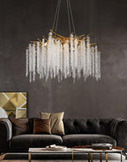 Lustra Lux Lampadario Elegante con Rami di Cristallo Oro