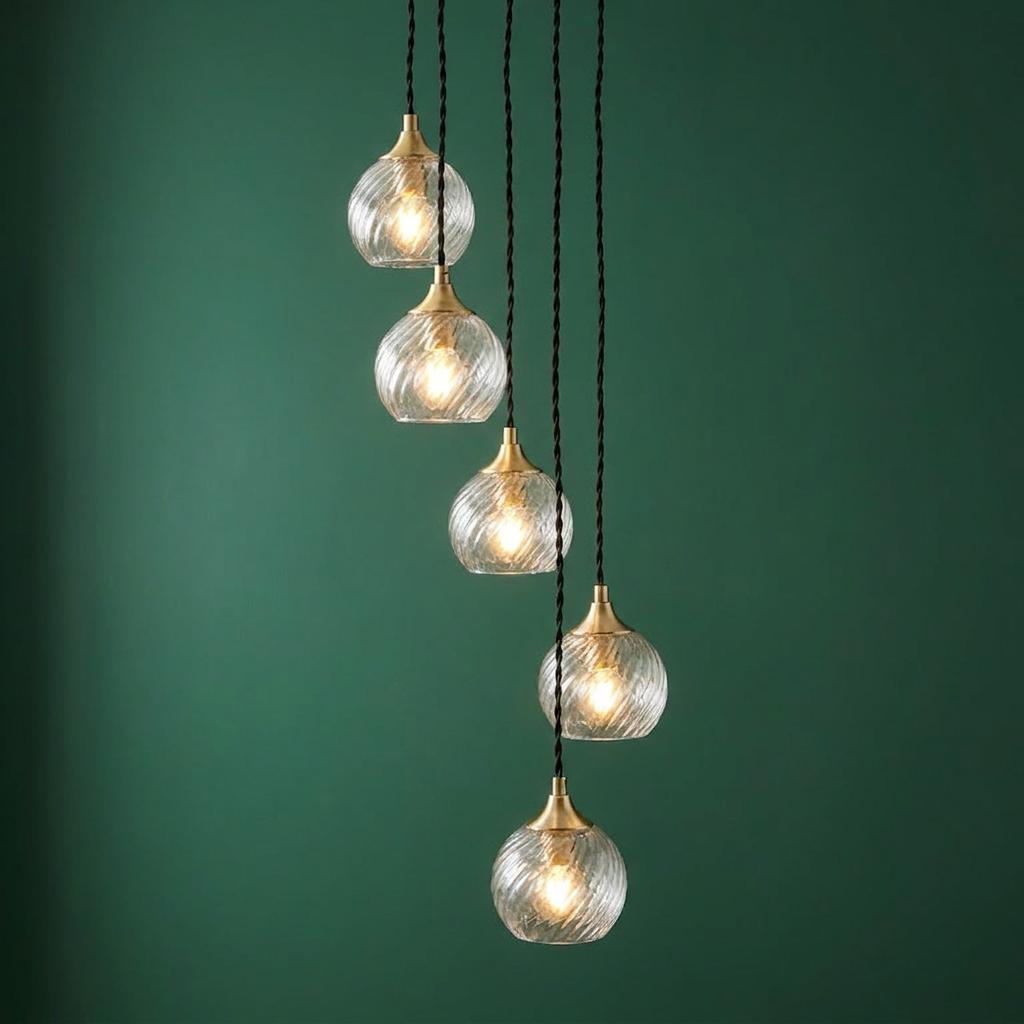Lampadario a Cascata Allegra 5 Luci in Ottone