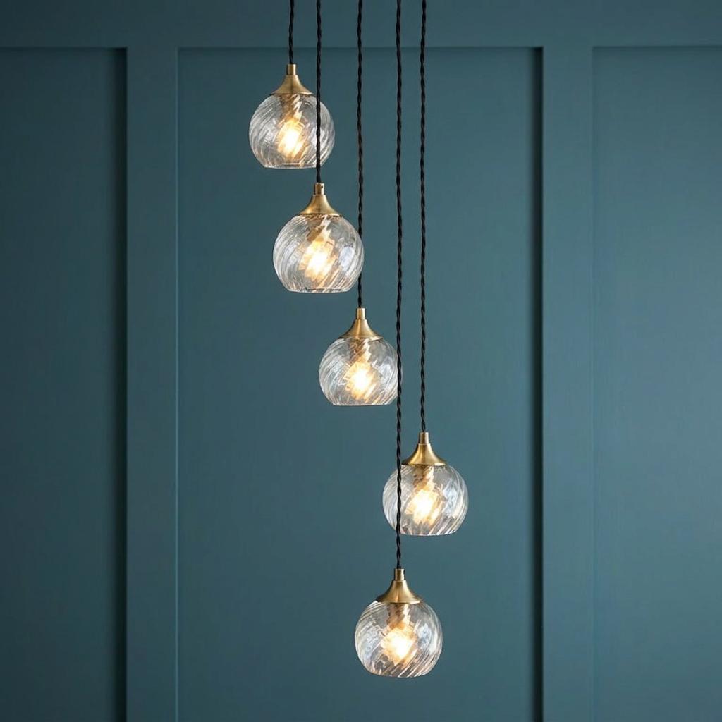 Lampadario a Cascata Allegra 5 Luci in Ottone