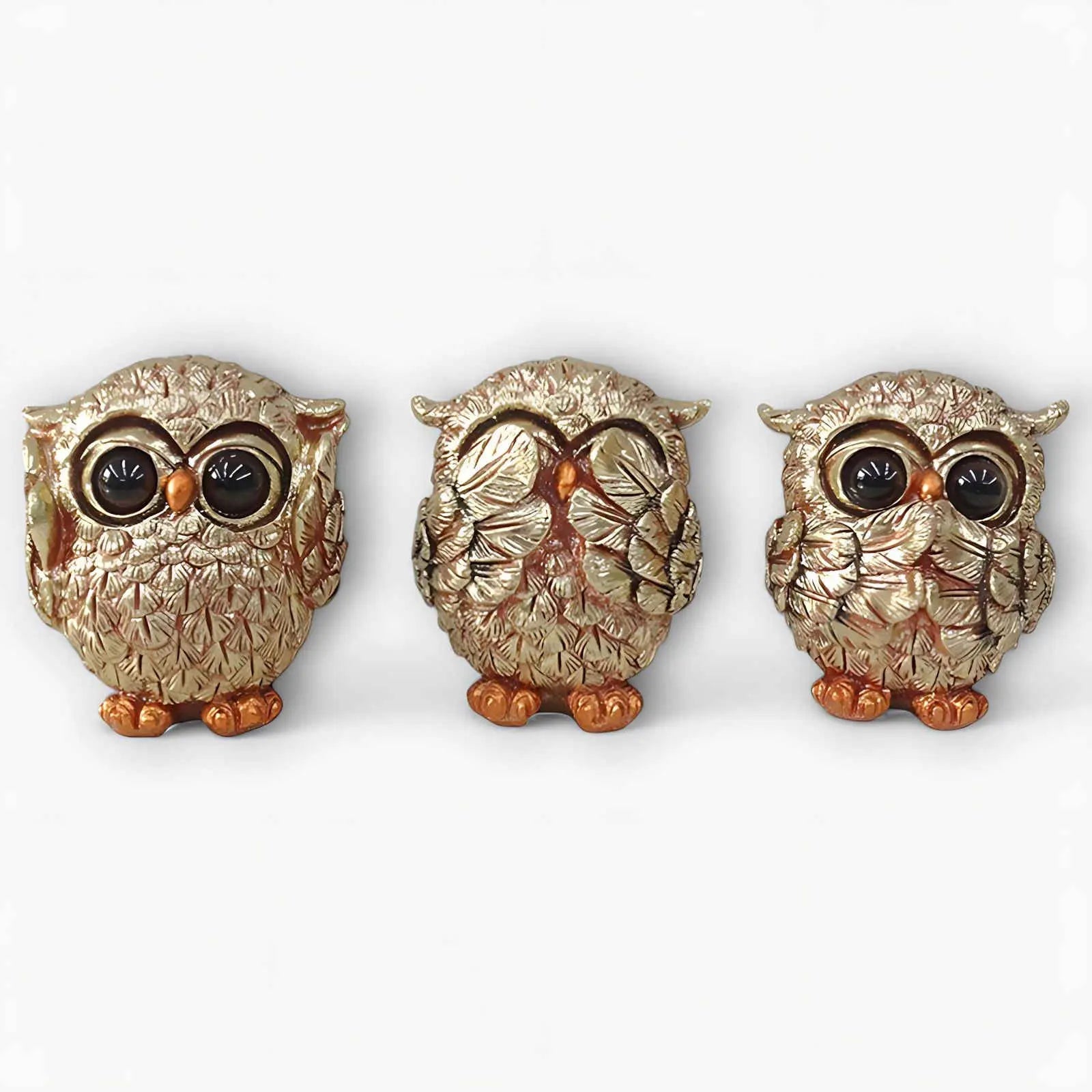Trio di Gufi Dorati Alliem