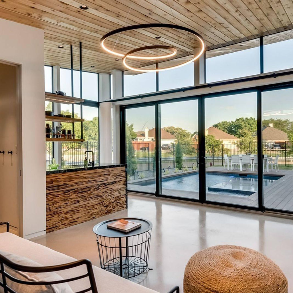 Lustra Lux Lampadario in Alluminio e Vetro Moderno