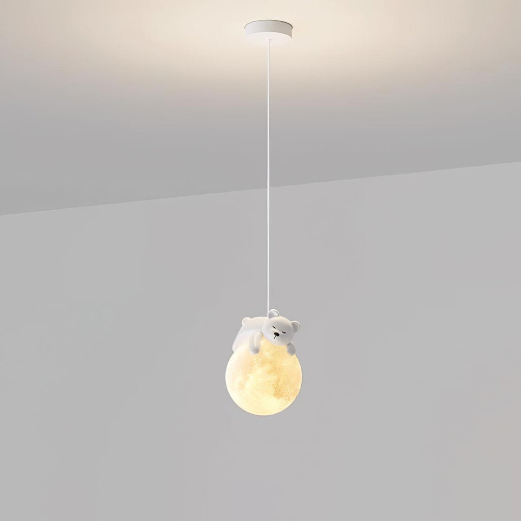 Lustra Lampada a Sospensione Orso Luna Bambini Stanza