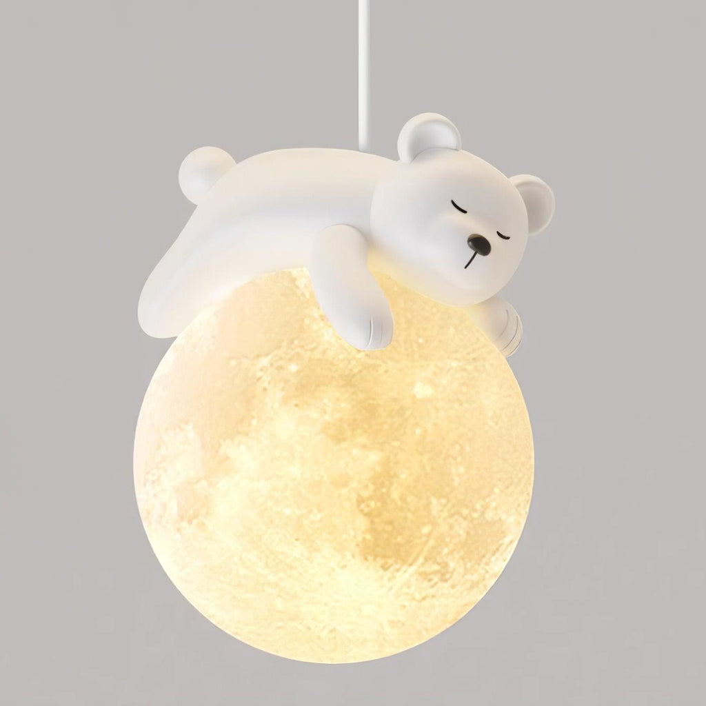 Lustra Lampada a Sospensione Orso Luna Bambini Stanza