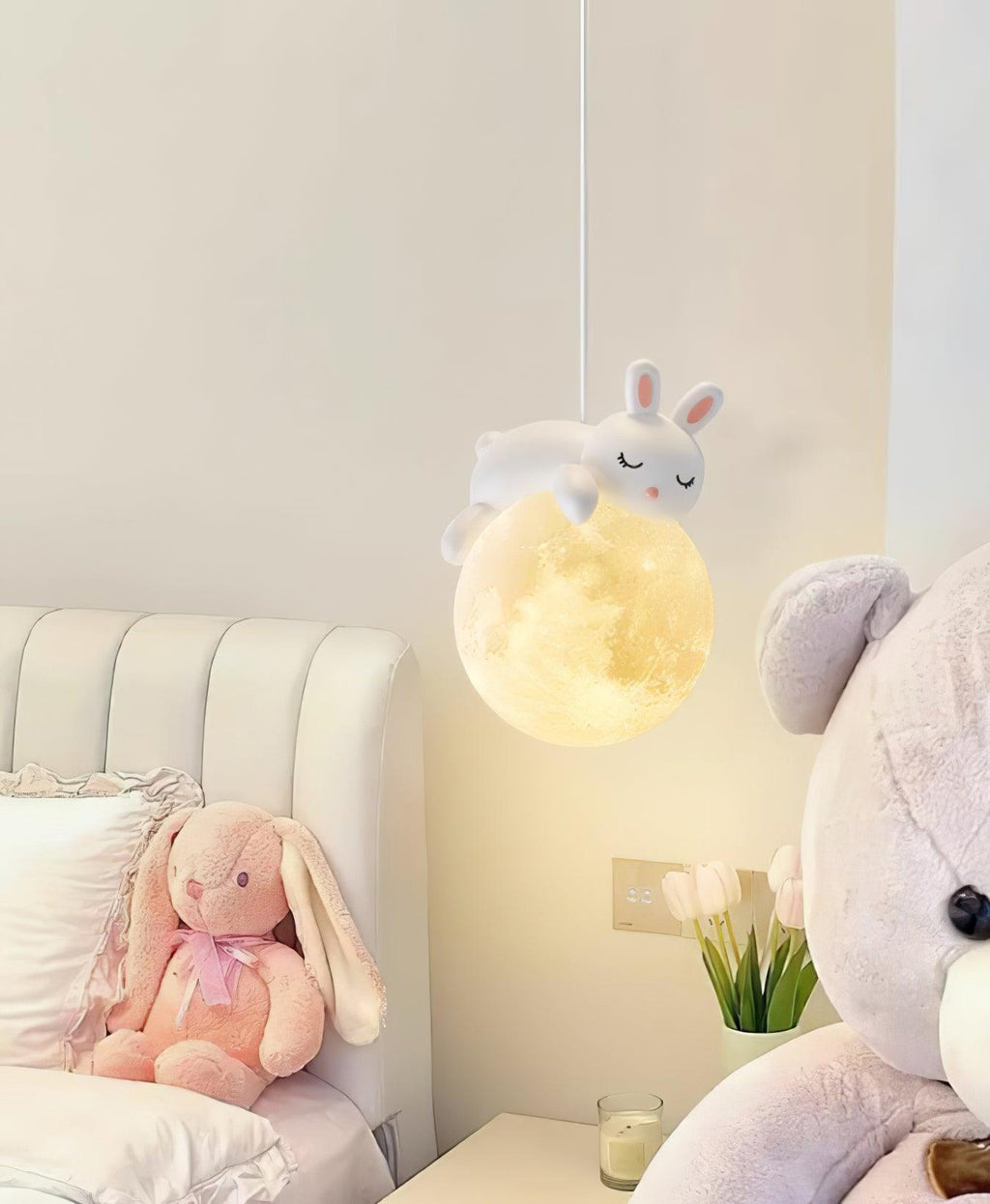 Lustra Lampada a Sospensione Orso Luna Bambini Stanza