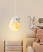 Lustra Lampada a Sospensione Orso Luna Bambini Stanza