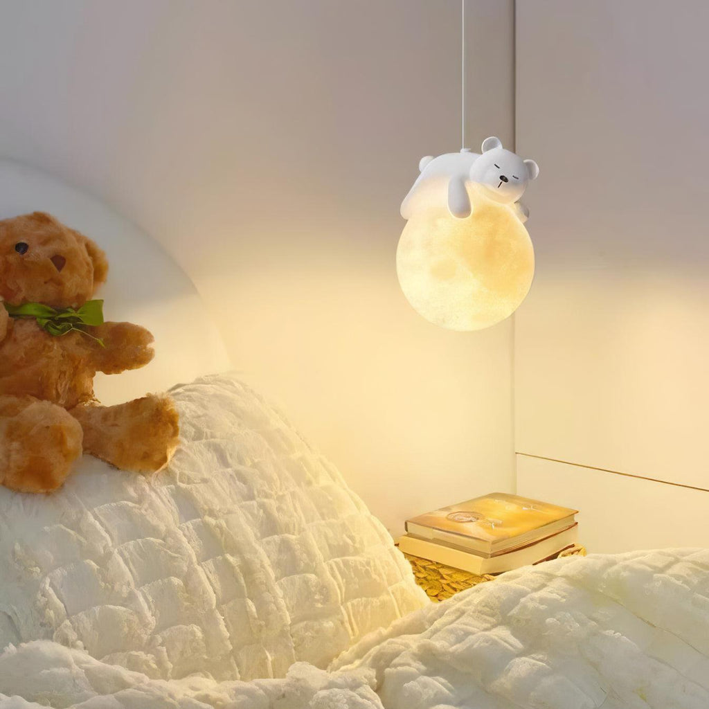 Lustra Lampada a Sospensione Orso Luna Bambini Stanza