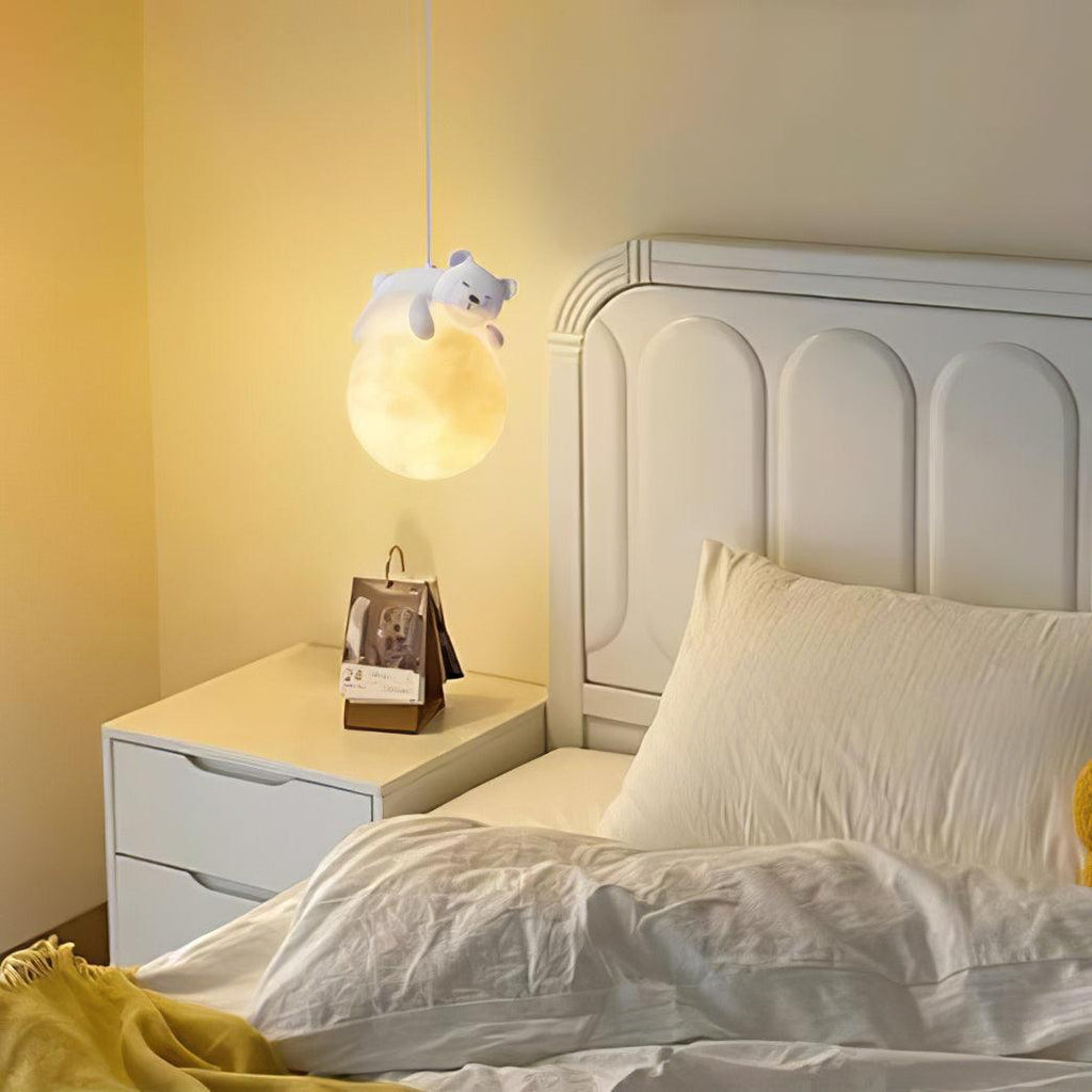 Lustra Lampada a Sospensione Orso Luna Bambini Stanza