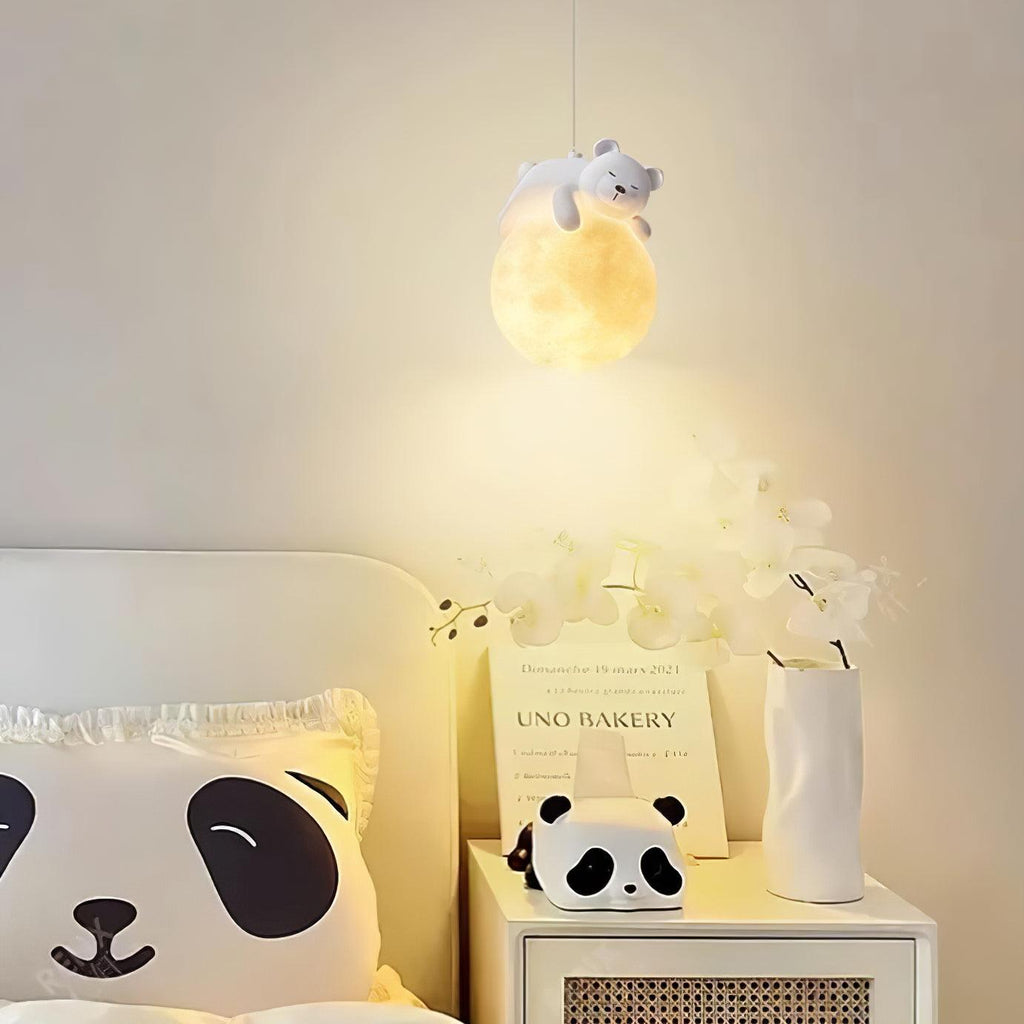 Lustra Lampada a Sospensione Orso Luna Bambini Stanza