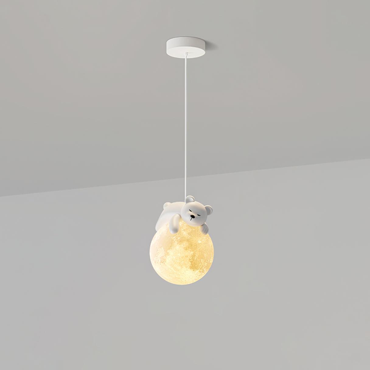 Lustra Lampada a Sospensione Orso Luna Bambini Stanza