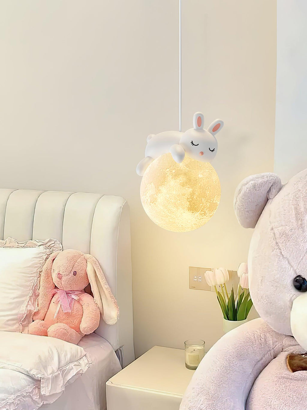 Lustra Lampada a Sospensione Orso Luna Bambini Stanza