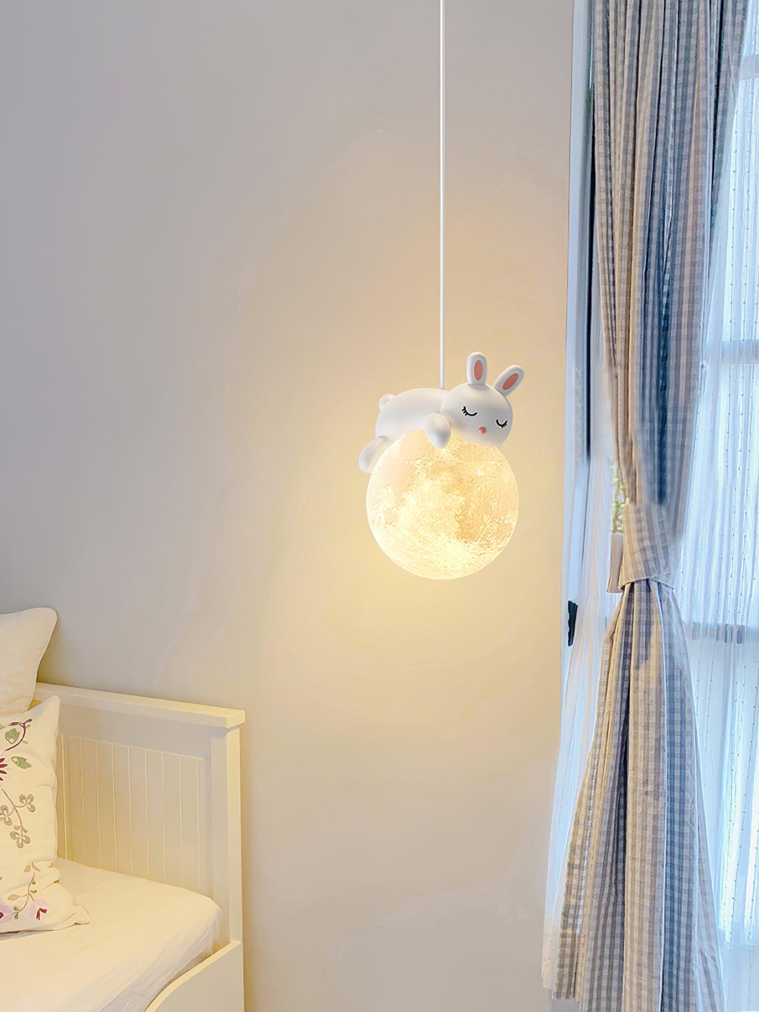 Lustra Lampada a Sospensione Orso Luna Bambini Stanza
