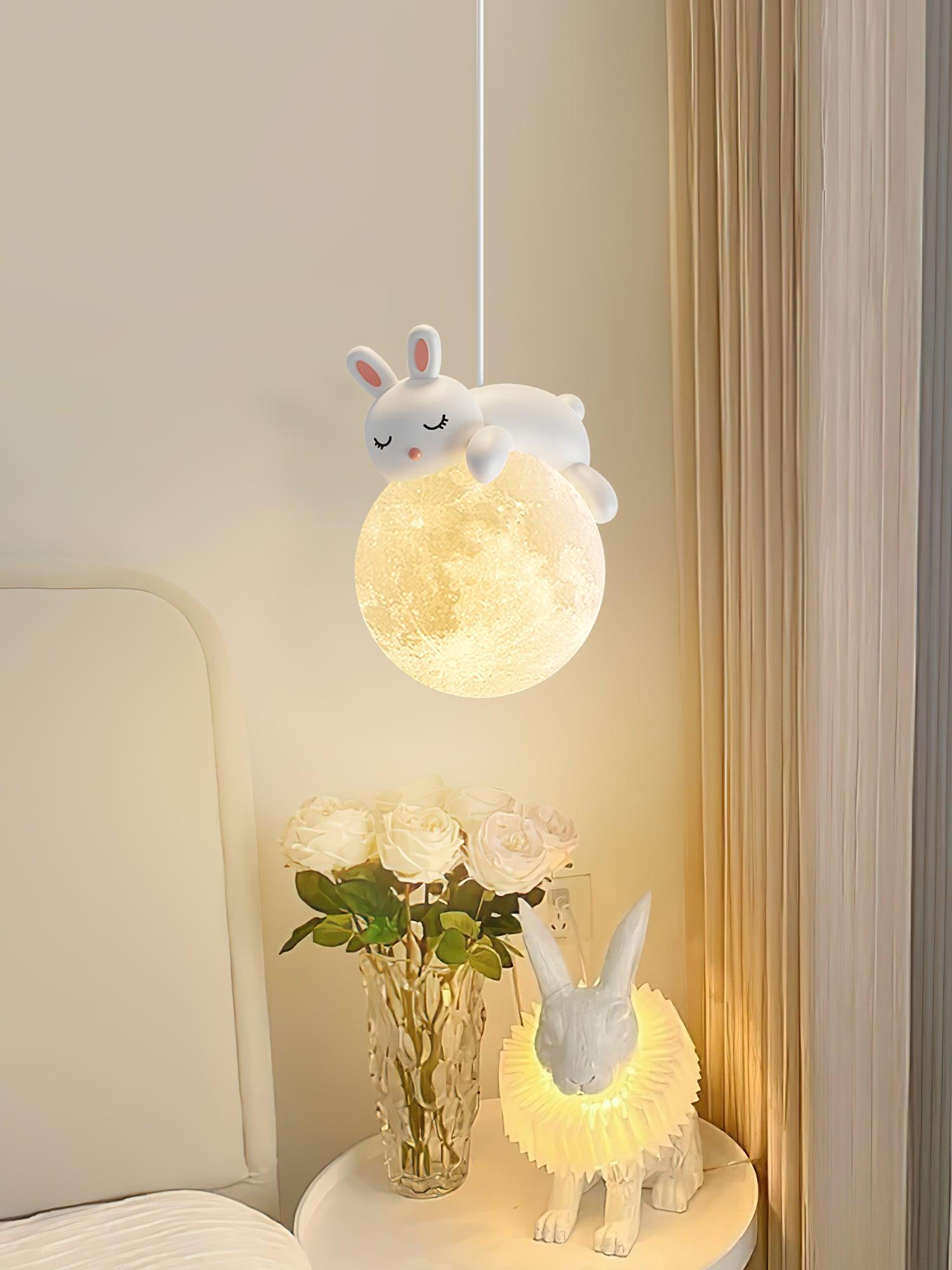 Lustra Lampada a Sospensione Orso Luna Bambini Stanza