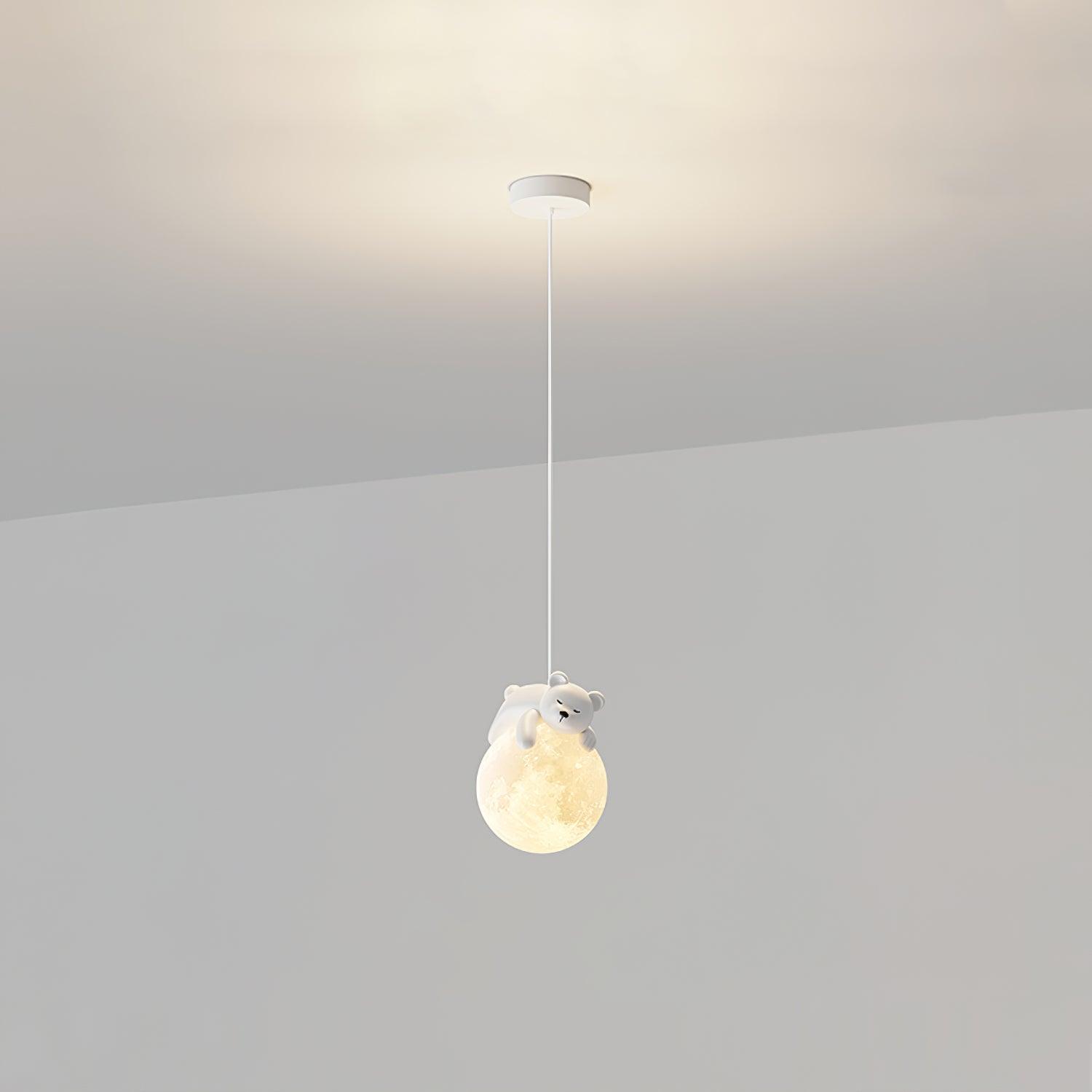 Lustra Lampada a Sospensione Orso Luna Bambini Stanza