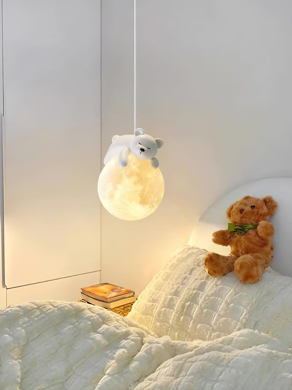 Lustra Lampada a Sospensione Orso Luna Bambini Stanza