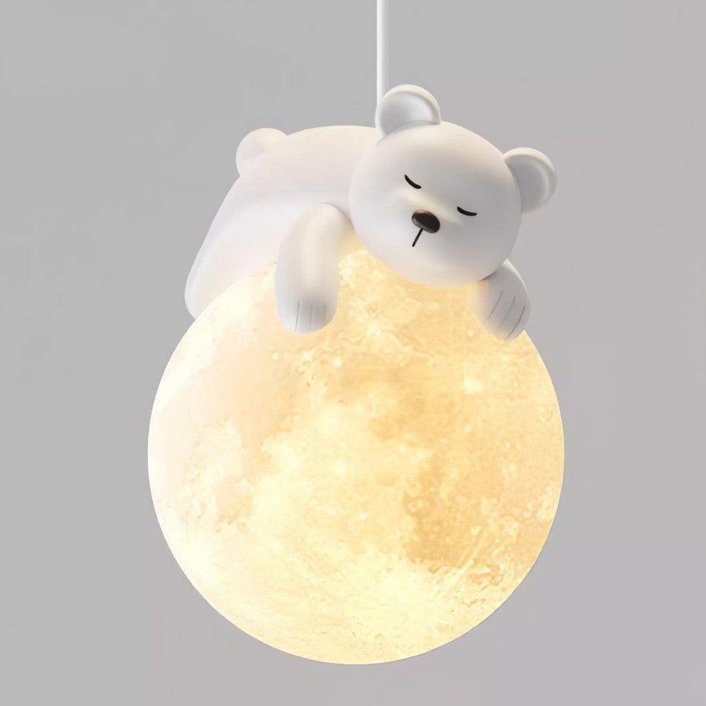 Lustra Lampada a Sospensione Orso Luna Bambini Stanza