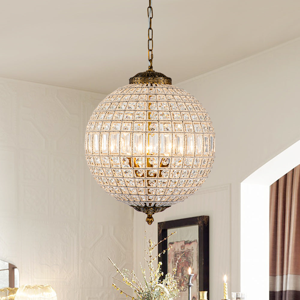 Lampadario in Cristallo Anticato a Globo