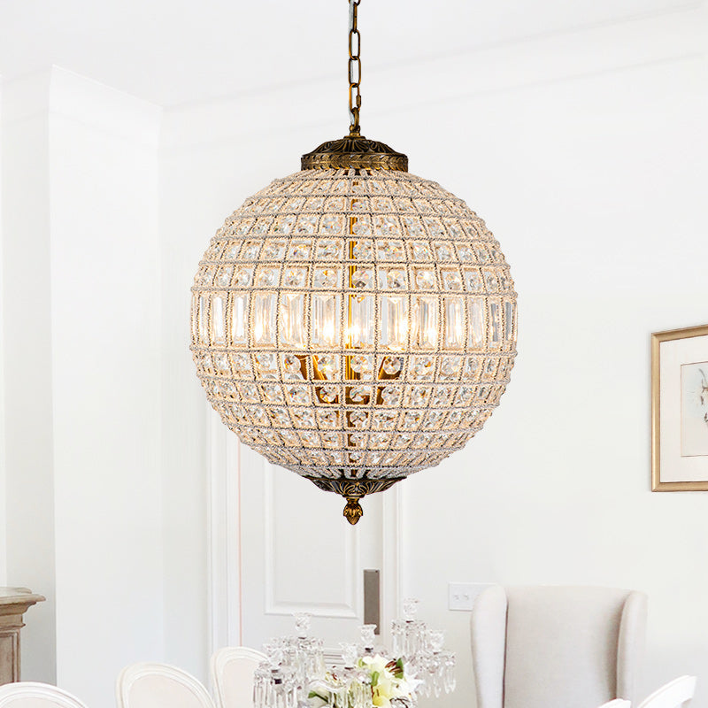 Lampadario in Cristallo Anticato a Globo