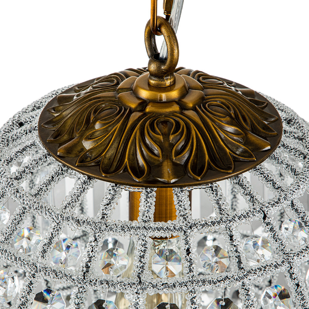 Lampadario in Cristallo Anticato a Globo
