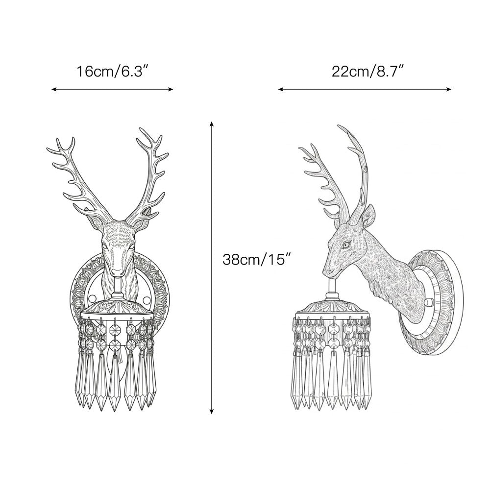 Applique da Parete in Cristallo con Corna