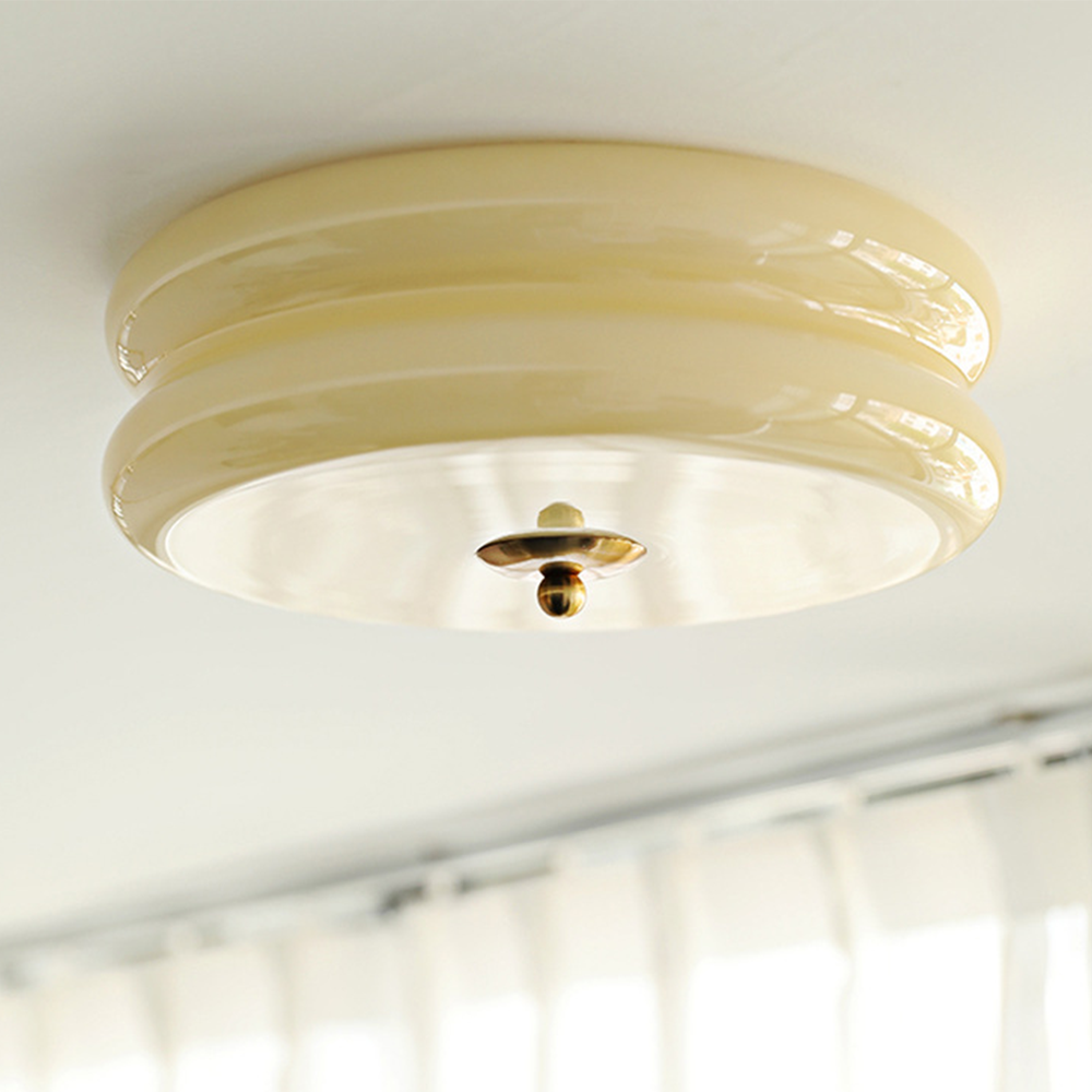 Lampada da soffitto Art Deco – Metallo e vetro – Bianco – Ø40 cm – Design elegante per soggiorno e camera da letto