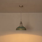 Luce a Sospensione Domale Artigianale in Pittura a Mano con Bordo Larghezza 1 Luce