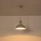 Luce a Sospensione Domale Artigianale in Pittura a Mano con Bordo Larghezza 1 Luce