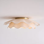 Lampada da Soffitto a Onde in Tessuto Tirah Ottone