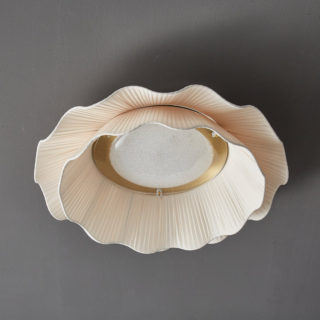 Lampada da Soffitto a Onde in Tessuto Tirah Ottone