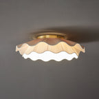 Lampada da Soffitto a Onde in Tessuto Tirah Ottone
