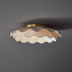 Lampada da Soffitto a Onde in Tessuto Tirah Ottone