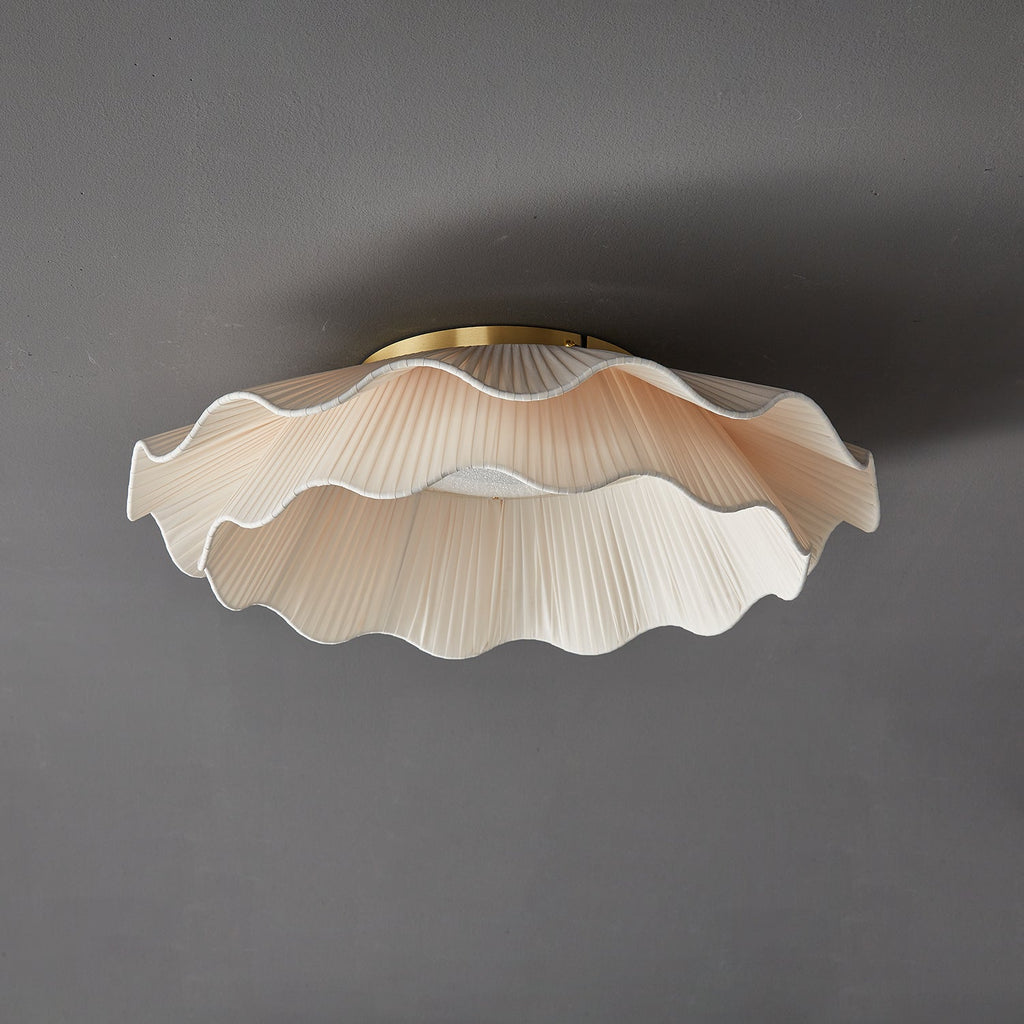 Lampada da Soffitto a Onde in Tessuto Tirah Ottone