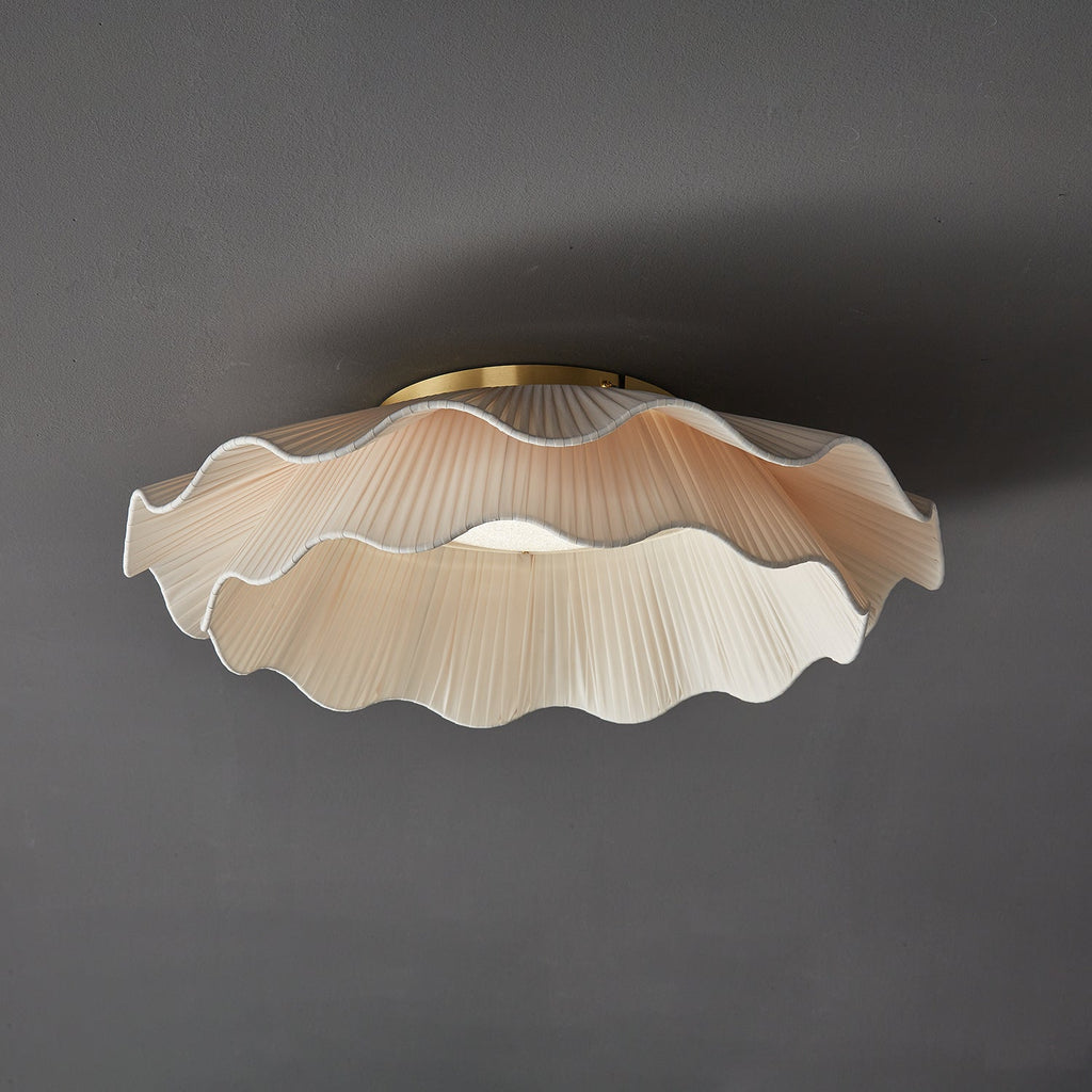 Lampada da Soffitto a Onde in Tessuto Tirah Ottone