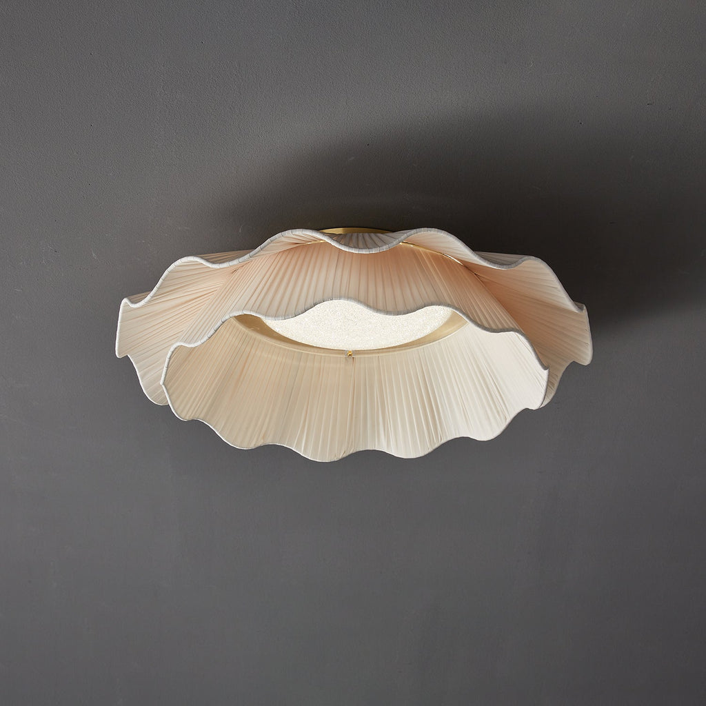 Lampada da Soffitto a Onde in Tessuto Tirah Ottone
