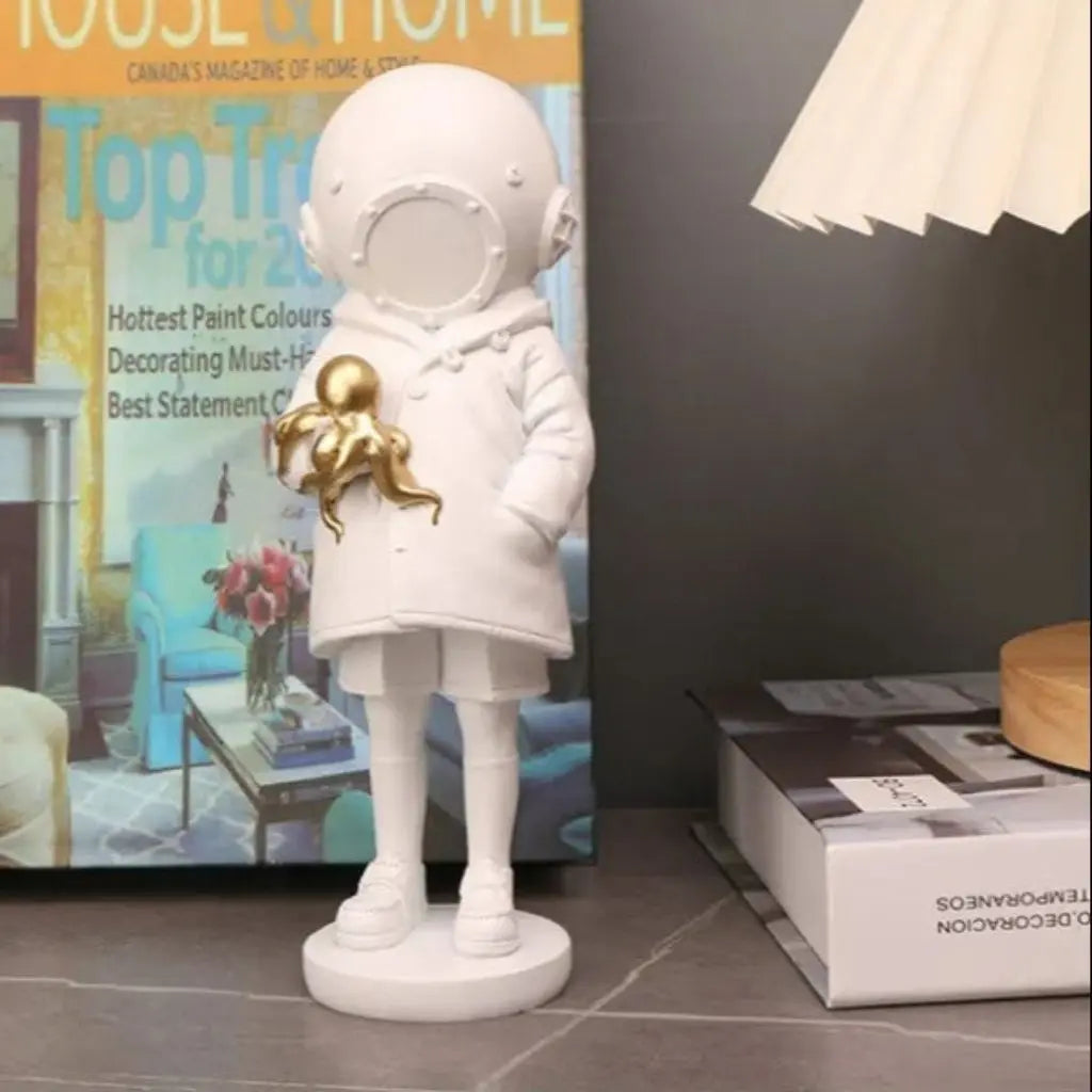 Statua di Astronauta Subacqueo con Polpo