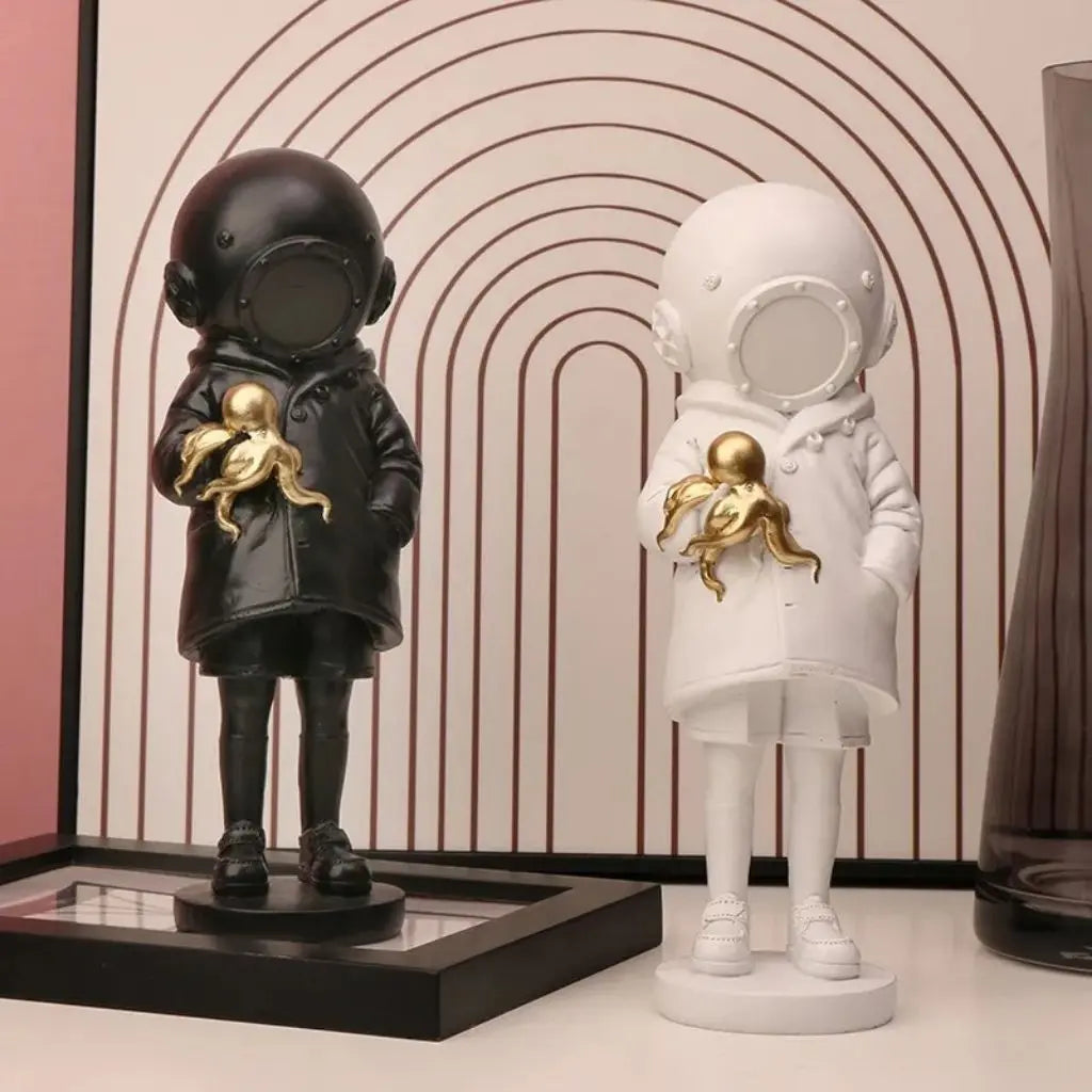 Statua di Astronauta Subacqueo con Polpo